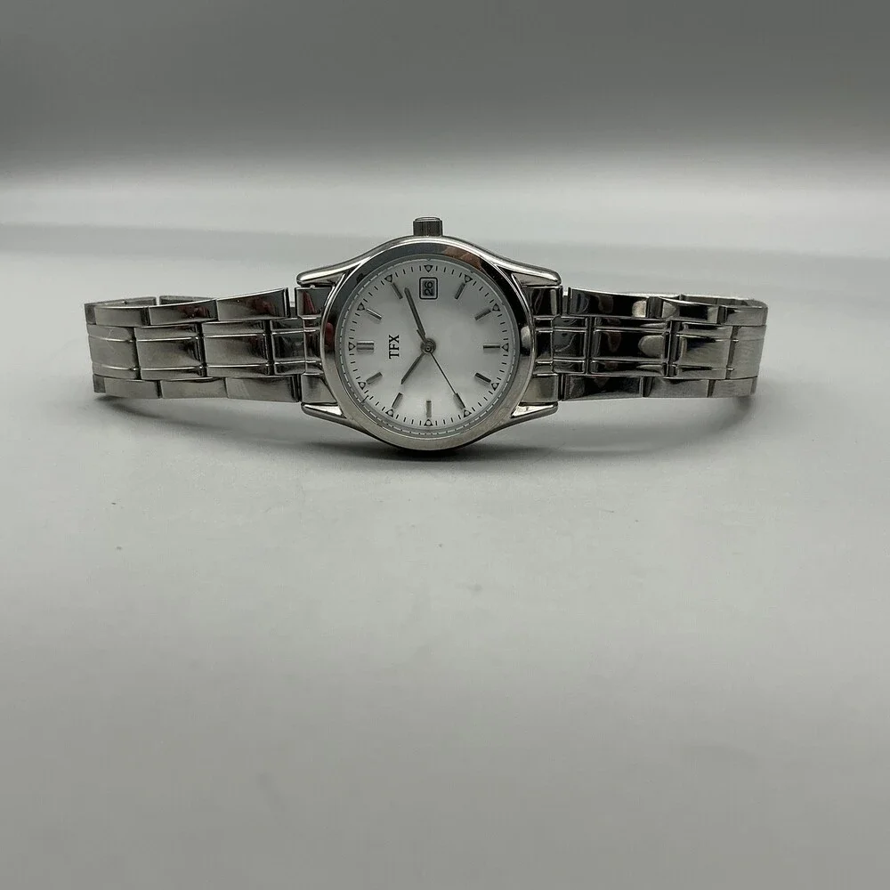 TFX by Bulova Womens Watch 26mm Silver Tone Date 36M100 in Box New Battery 7.5
